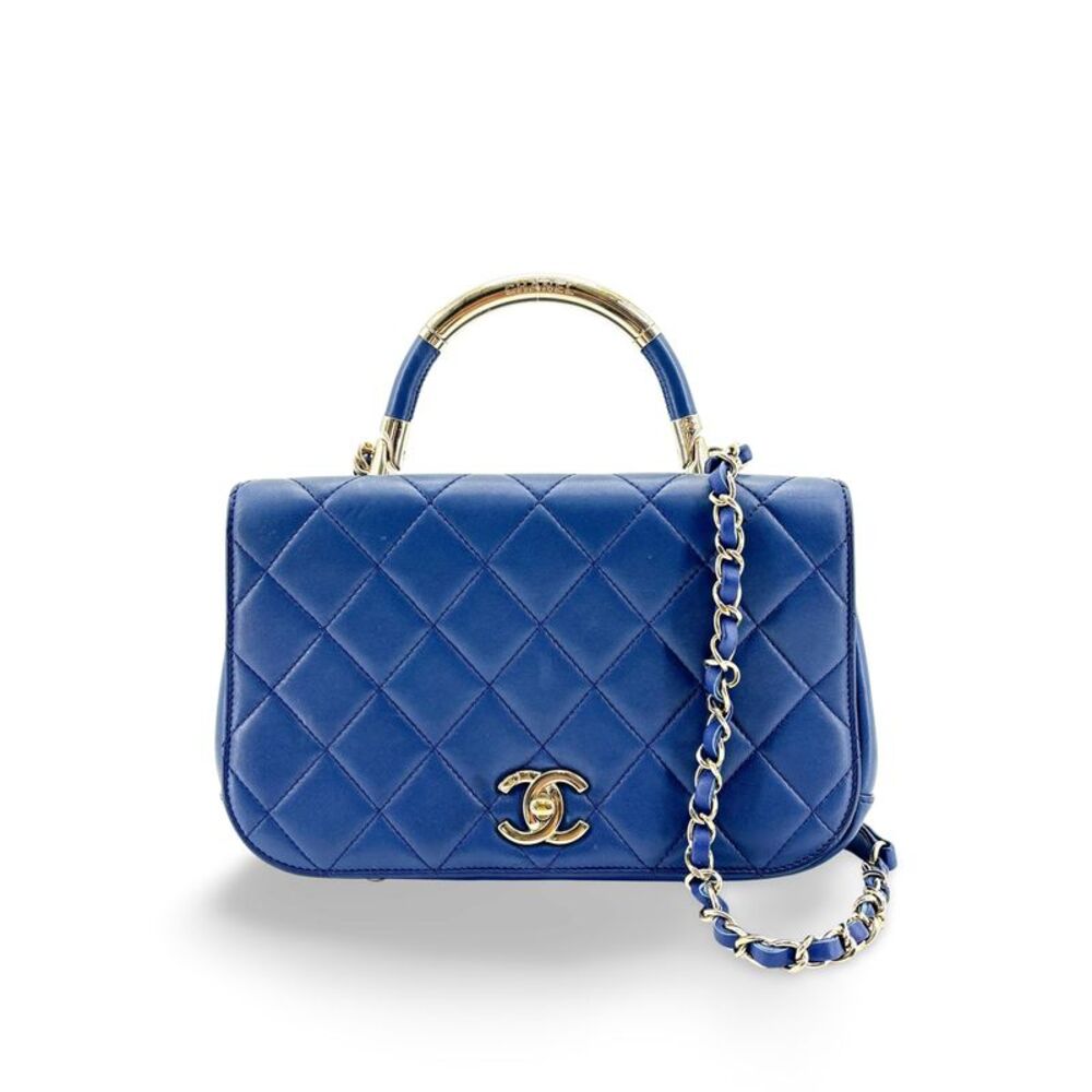 Chanel Carry Chic Flap Quilted Lambskin Blue Leather Shoulder Bag Bag
